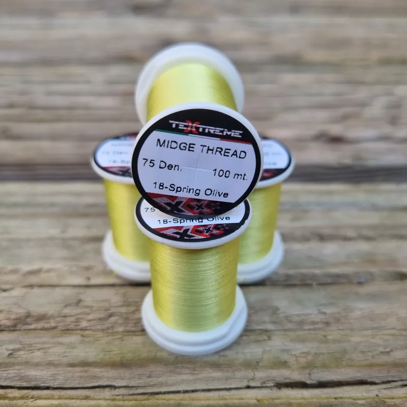 TEXTREME Midge Tying Thread 75dn in 18-Spring Olive-1